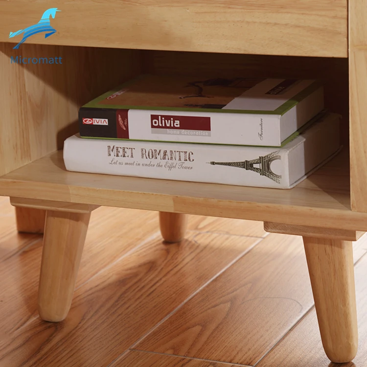 Wholesale Storable Nordic Style Log Color Bedroom Furniture 1 drawer Wood Bedside Table
