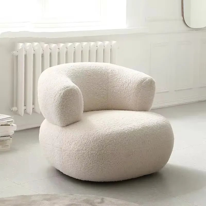 Modern chaises design sherpa boucle leisure cozy single sofa dining room armchairs lounge living room chair home furniture