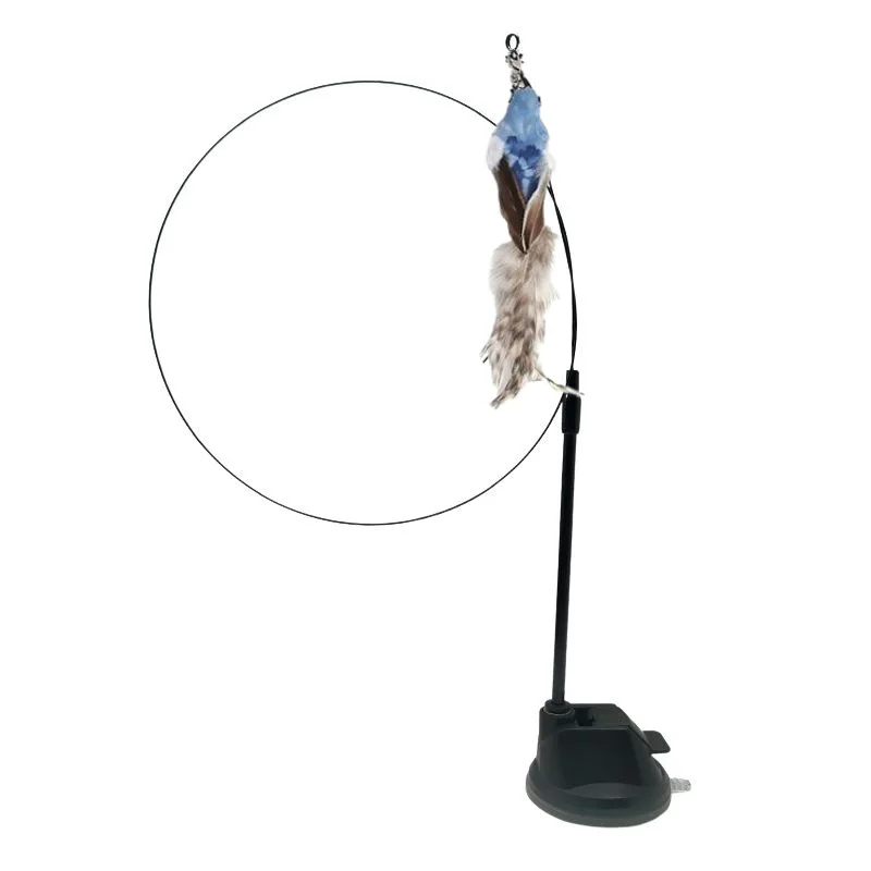 Love Birds Cross-border Hot Sales For Upgrading The Glue Suction Cup Wire Long Rod Feather Teasing Cat Stick