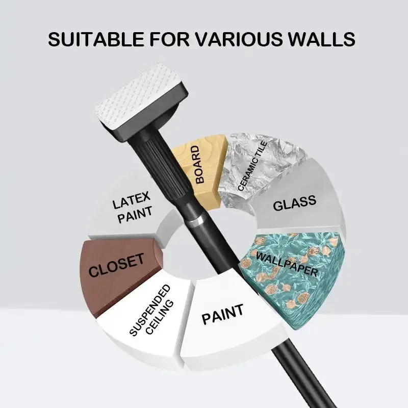 Adjustable 32mm Single Large Base Metal Curtain Poles Non-Fall Spring Tension Shower Rod Telescopic Extendable Telescopic