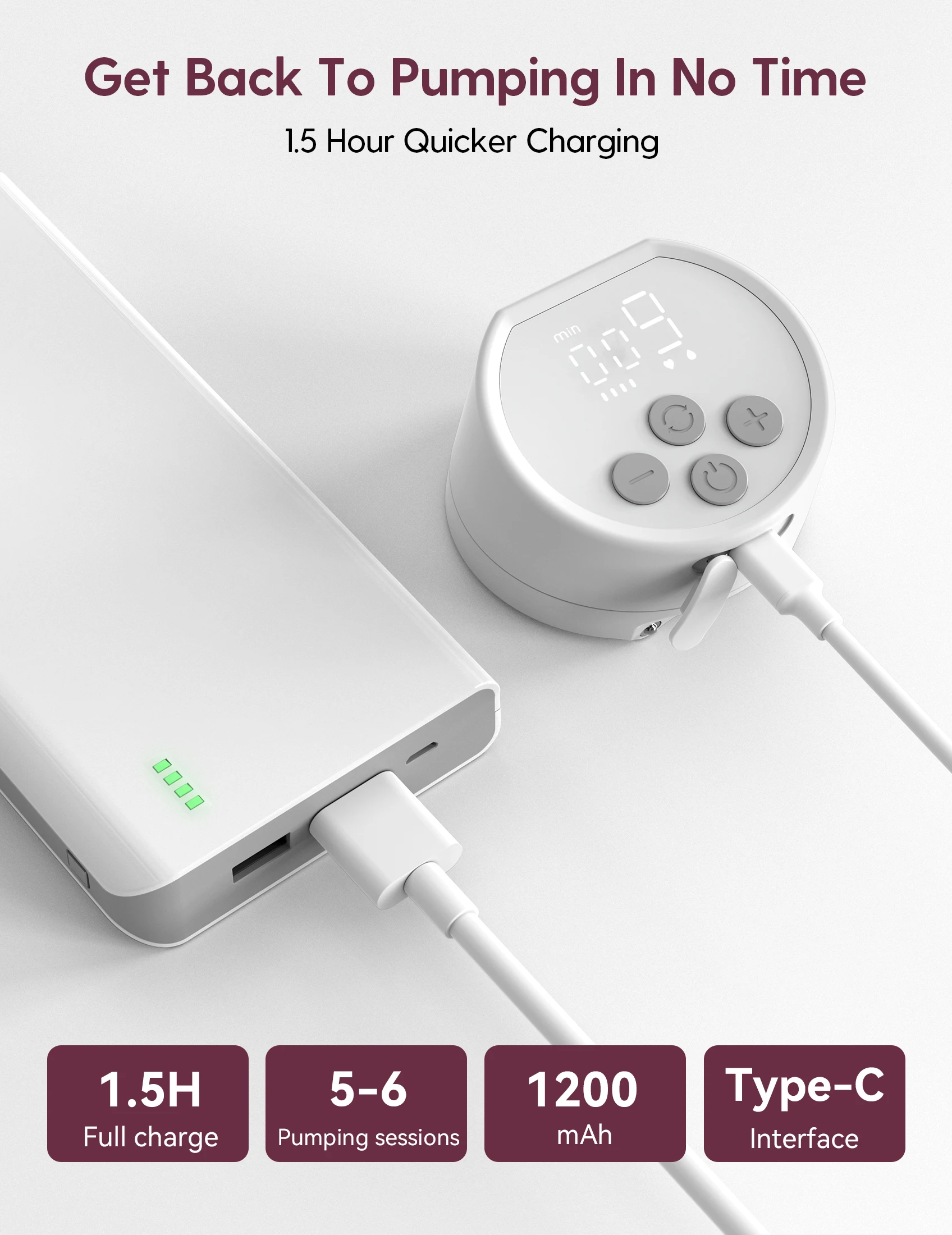 Портативный Электрический молокоотсос Momcozy S12 Pro, 3 режима, 9 уровней