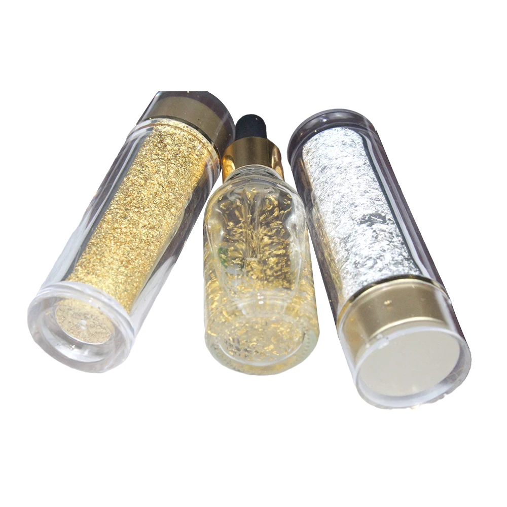 1G One Bottle 99% 24K Genuine Gold And Silver Edible Gold Leaf Flakes For Facial Beauty Cosmetics Food Cake Decoration
