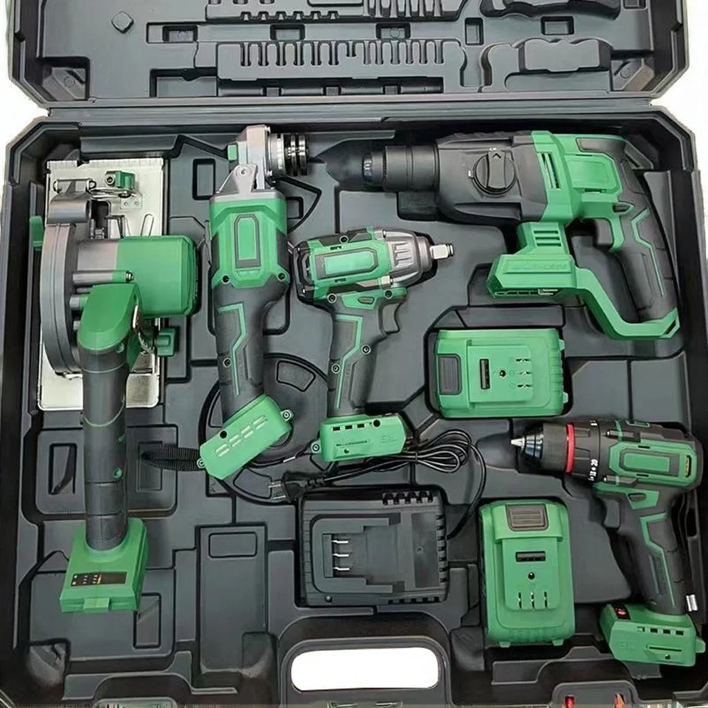 4-Piece 20V Cordless Power Drill Combo Set with Electric Wrench 1-Year Warranty OEM Support for Repair Use Boxed with Hard Case