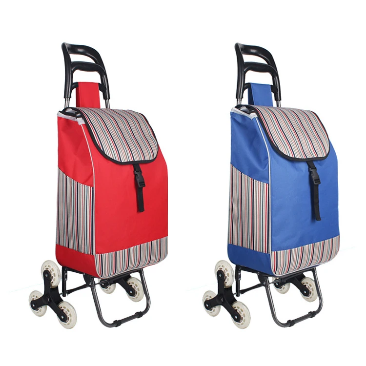 Wholesale Custom Storage Vegetable Fruit Stair Climbing Wheels Easy Carry Folding Shopping Trolley Cart With Bag Seat Chair