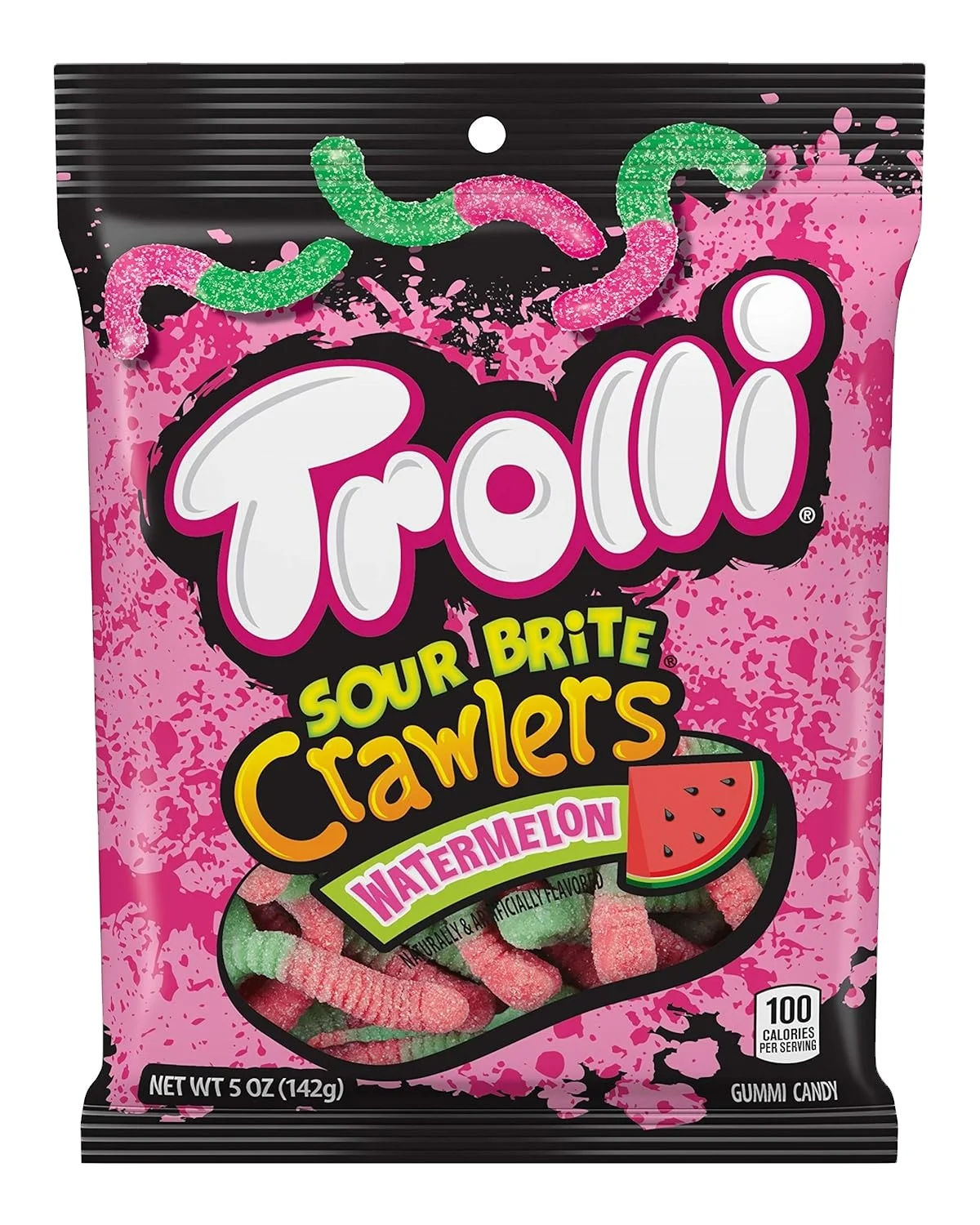 Trolli Sour Brite Crawlers Watermelon Flavor 5 Ounce (Pack of 12)
