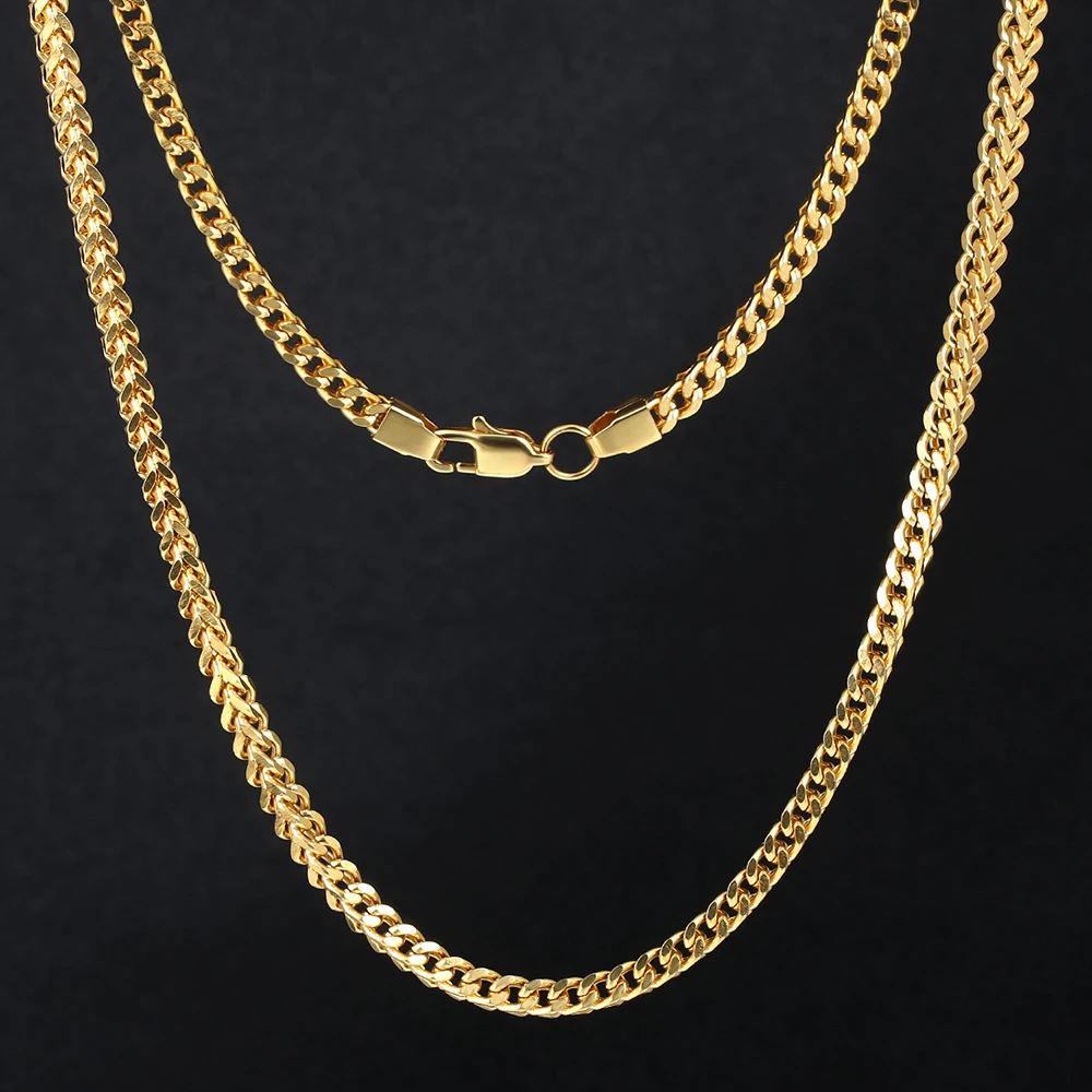 Miss Jewelry 14K 18K Italy Dubai Necklace New Men Gold Franco Chain