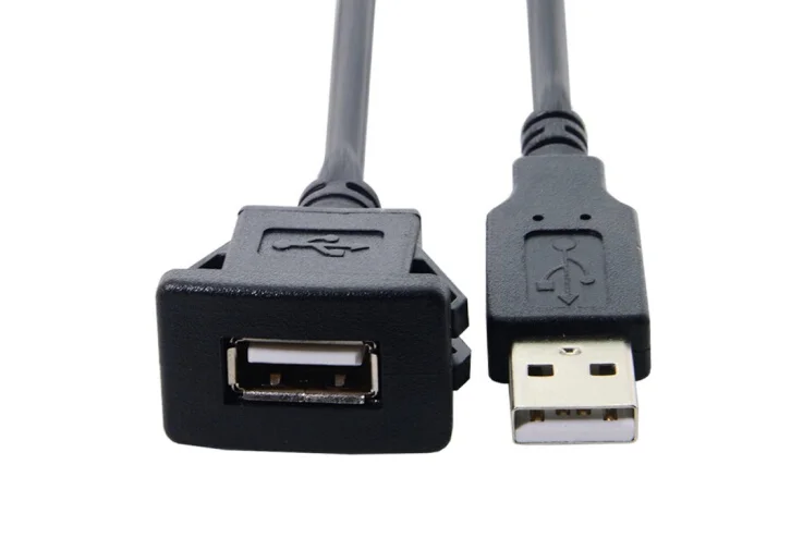 1meter USB single port Square 2.0 male to female  data cable USB Car Front Panel  Mount cable