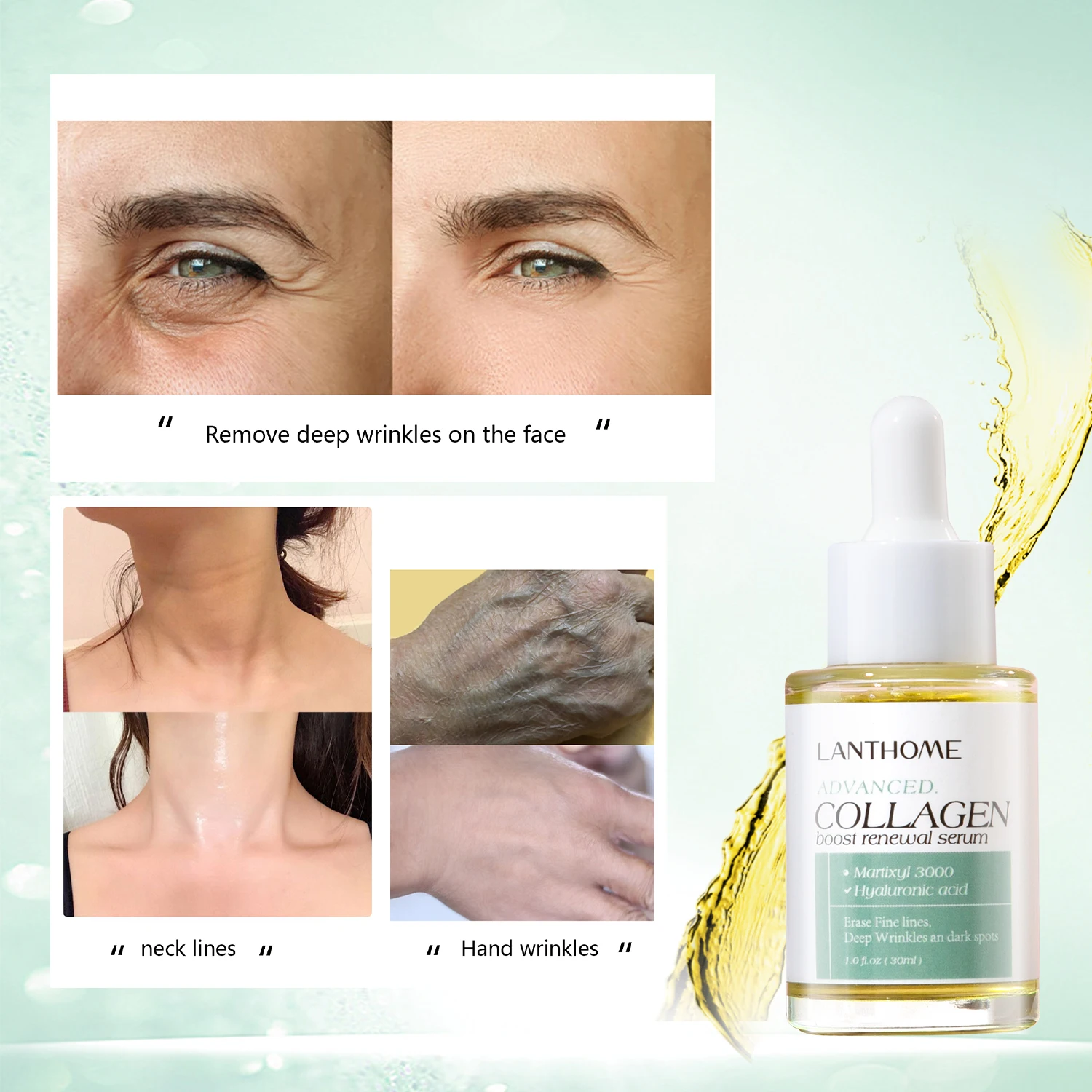 Lanthome female anti wrinkles fade fine lines advanced anti aging collagen boost hyaluronic acid face serum