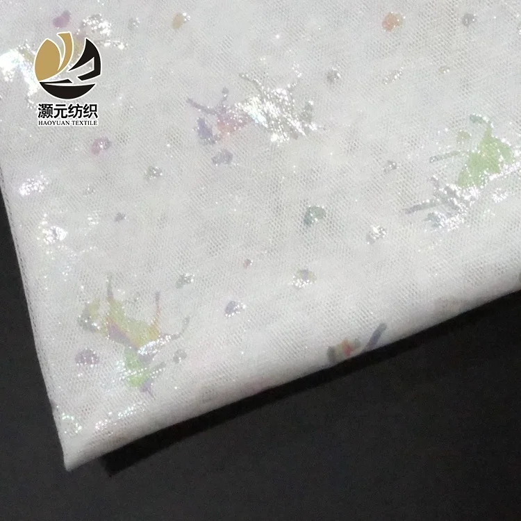 Unicorn bronzing kids mesh foil stretch white wedding children tulle skirt fabric
