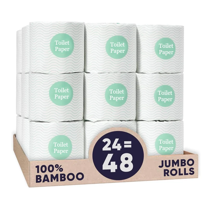 Factory 24 rolls environmentally friendly 3ply 350 sheets soft bamboo commercial big jumbo roll toilet paper in south africa