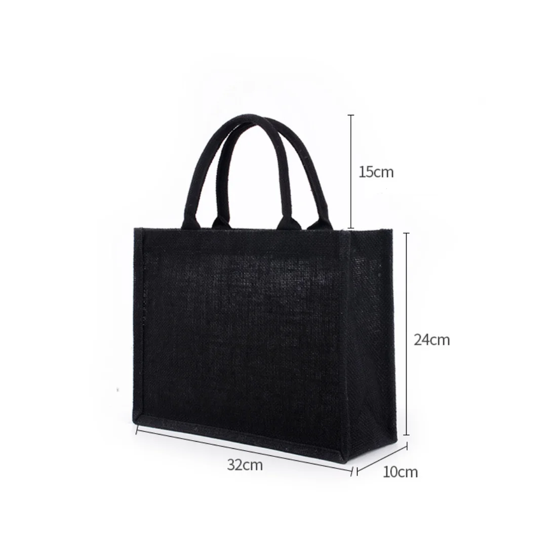 High Quality Fashion Waterproof Linen Natural Black Beach Bag Burlap Shopping Tote Jute Bag