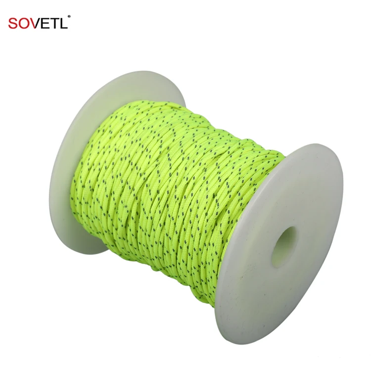 2mm 2.5mm 3mm 4mm Nylon Reflective Rope High Strength Cord Durable Colorful Braided Nylon Rope for tent Safety Camping