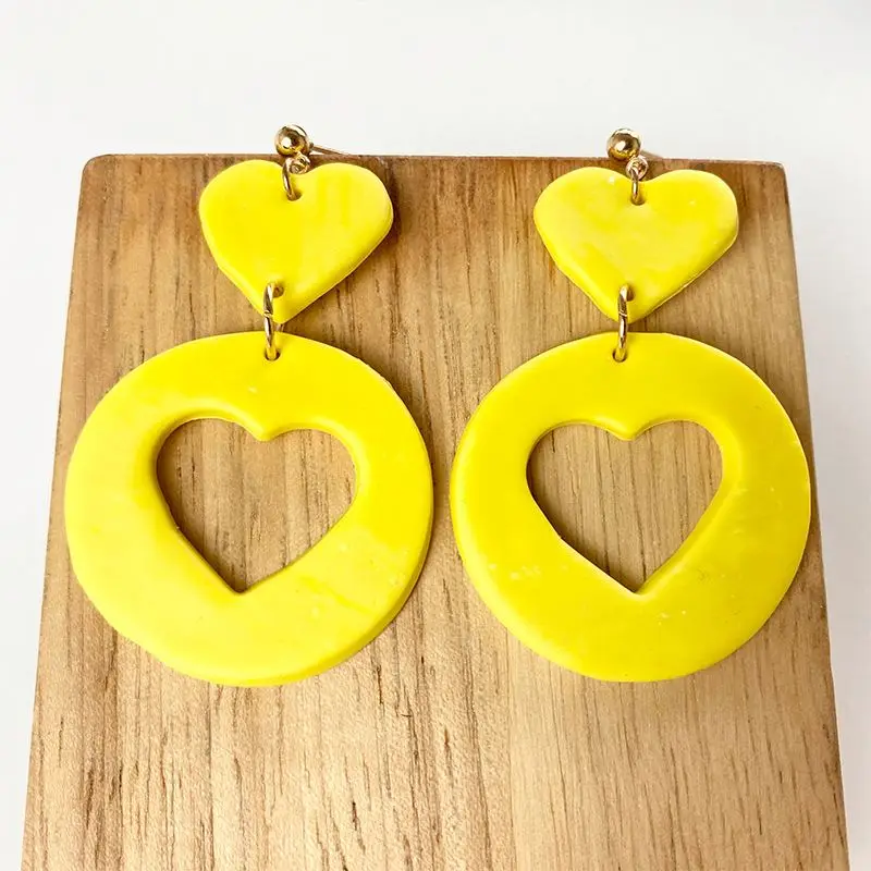  Wholesale Earrings Drop Spring And Summer Cool Ins Web Celebrity Love Heart-Shaped Soft Pottery