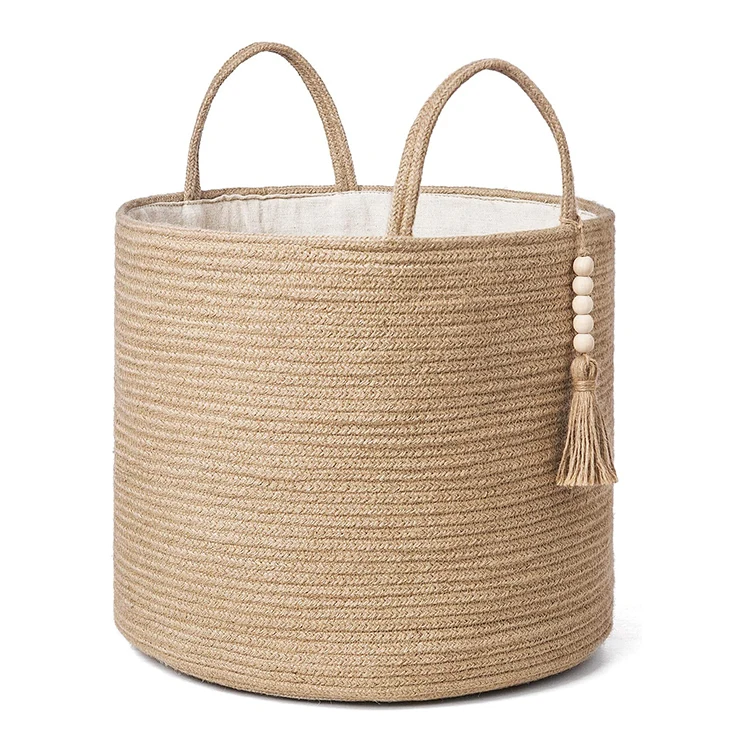 Newest Design Small Cotton Rope Plant Basket - Water Hyacinth Basket Woven Flower Pot with Handle