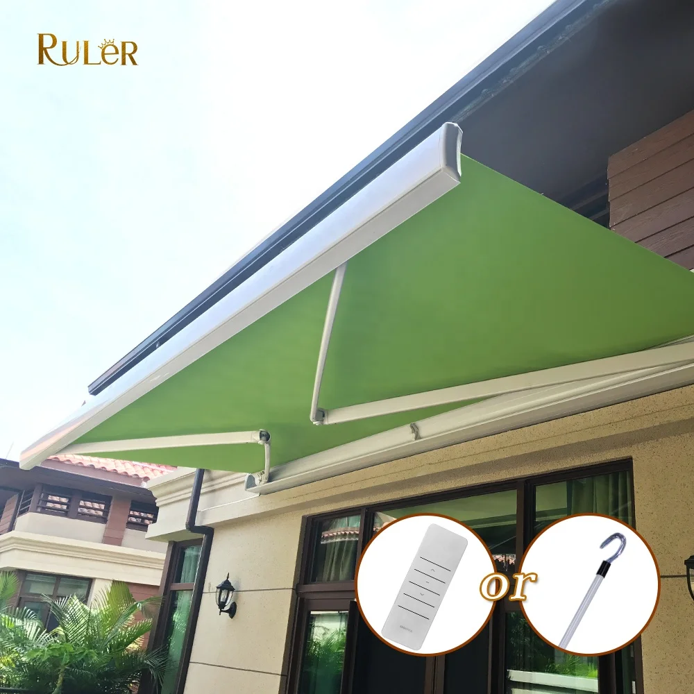 Customized colors luxury outdoor firm  windproof QHA full cassettes awning equipped with LED lights optional  UV against