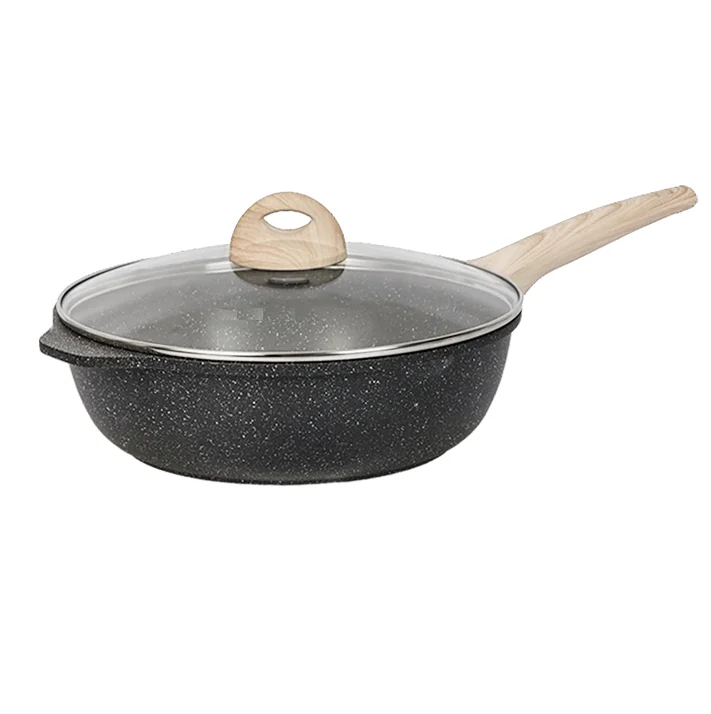 High Quality Die Casting Aluminum Deep frying pan with Induction Bottom Wok Fry Pan Cookware Sets Non Stick Saute Pan