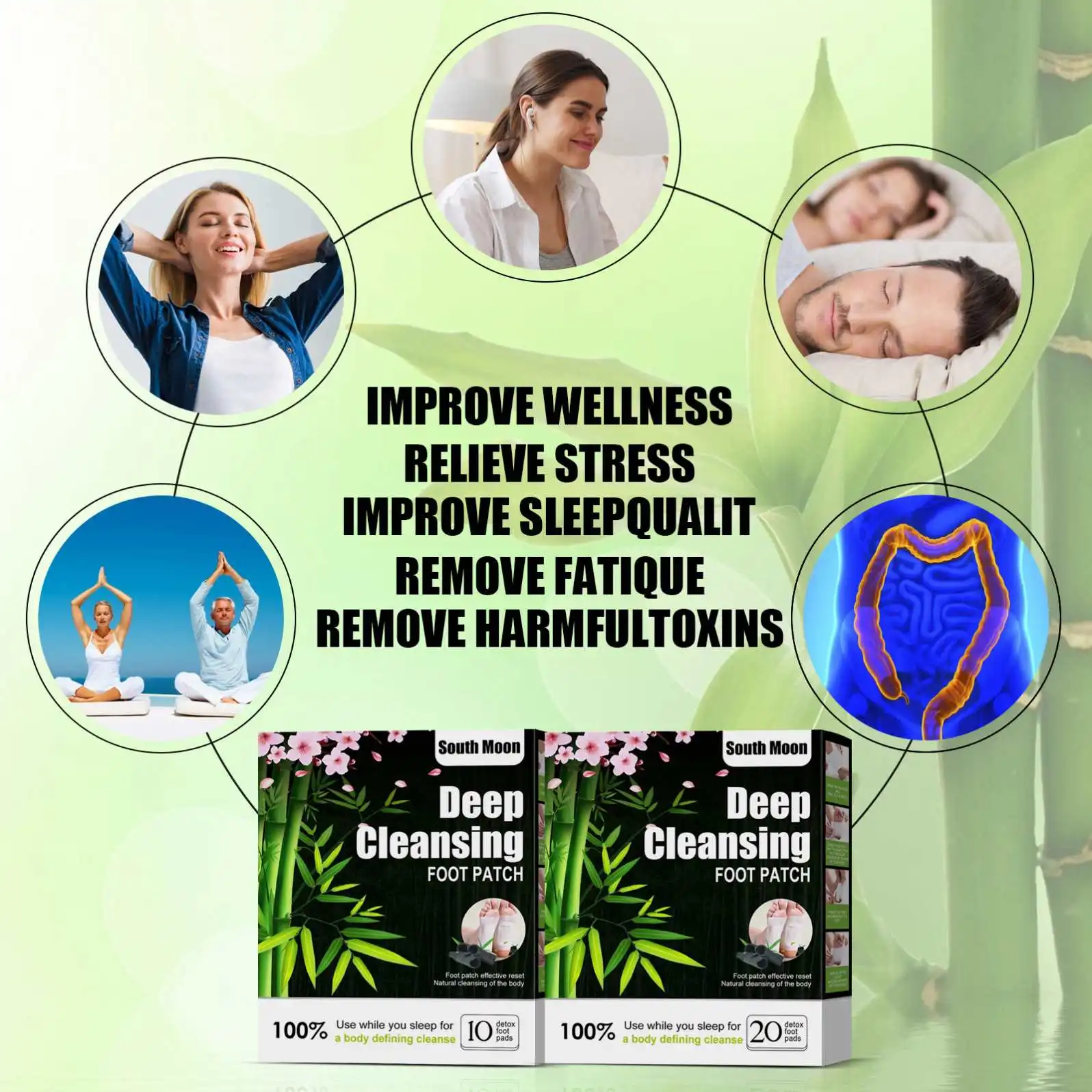 OEM ODM Deep Cleansing Foot Pads Stress Relief Foot Care with Bamboo Vinegar Ginger Powder with Premium Ingredients