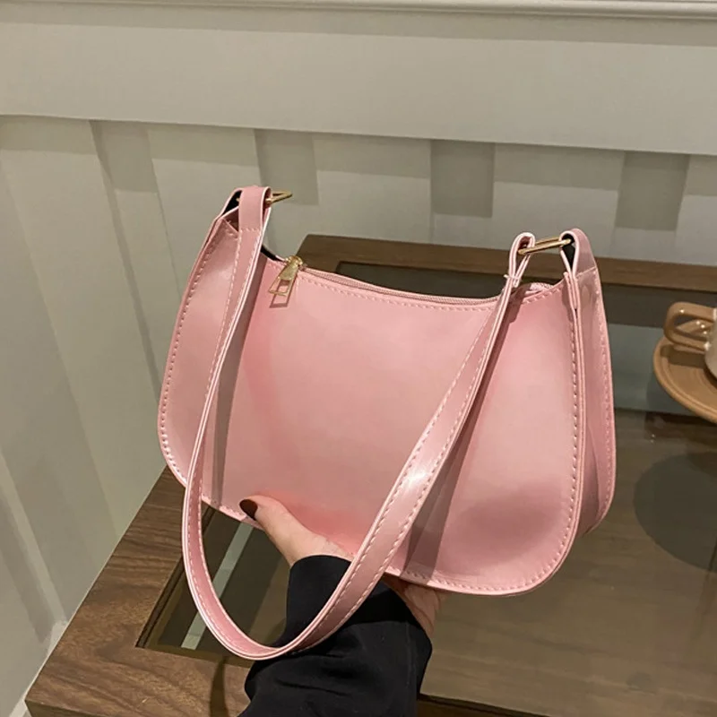 wholesale new fashion women leather PU purse pink handbag with single shoulder handle