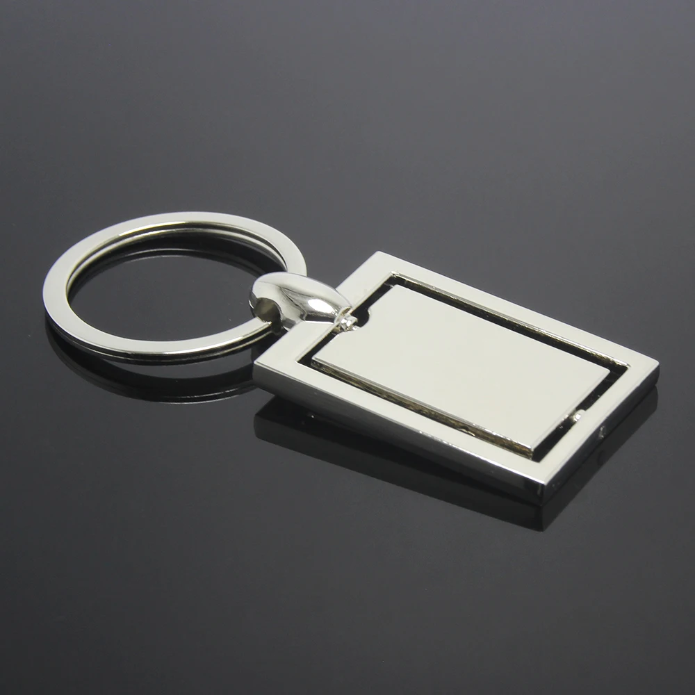 EDC Rotating Metal Tag Key Chain Ring Wholesale DIY Double Side Promotion Spin Rotating Medal Blank Revolve Round Metal Keychain