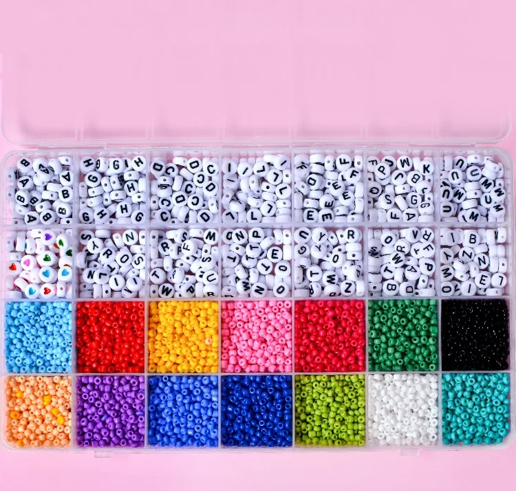 Wholesales DIY Glass Seed Beads Alphabet letter beads Glass Beads for Jewelry Making Hand Bracelet Making