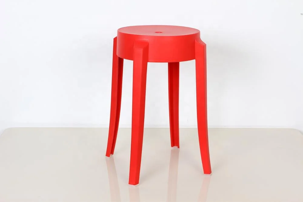 Convenient Stackable European Style Round Full PP Plastic Livingroom Stool Seating
