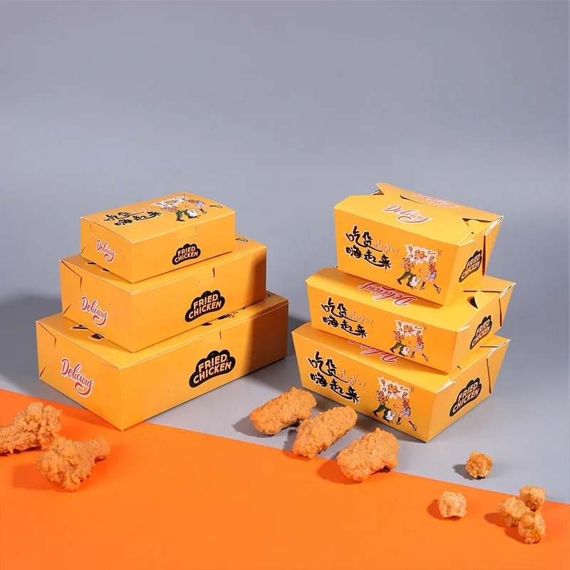 Custom Takeaway Fried Chicken Box Fast Food Packaging Disposable French Fries Packaging Burger Fry Chicken Paper Boxes With Logo
