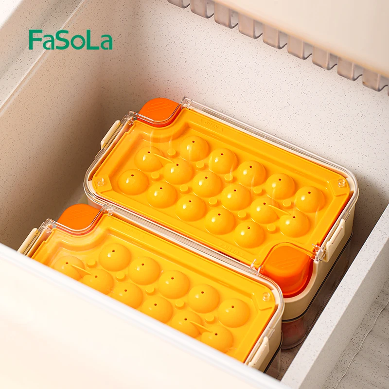 FaSoLa Round Ice Cube Tray Easy-Release Ice Ball Maker Mold with Lid for Freezer Circle Ice Mold Drinks Coffee and Cocktails