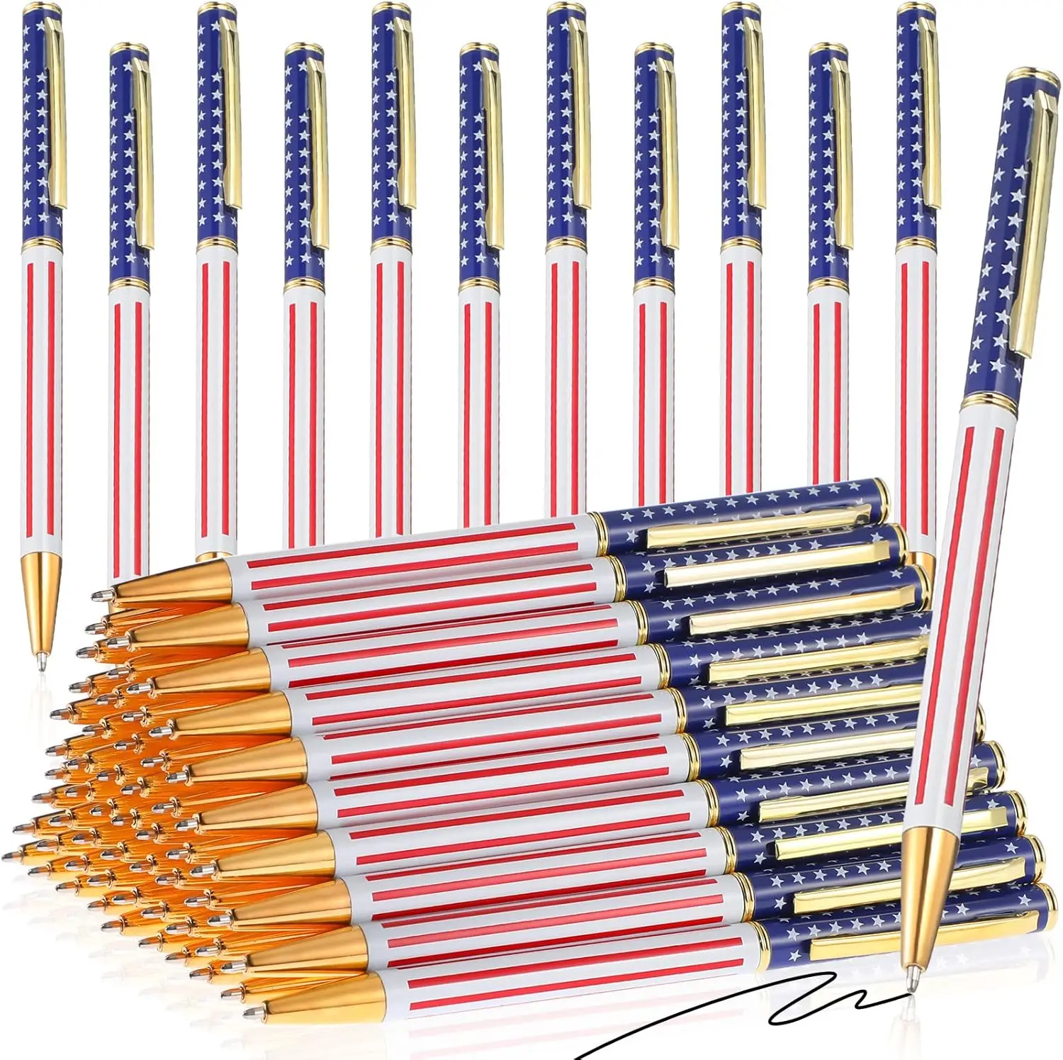 Custom Patriotic Metal American Flag Pen Retractable USA Themed Ballpoint for Independence Day Veteran Swat Souvenir Gifts