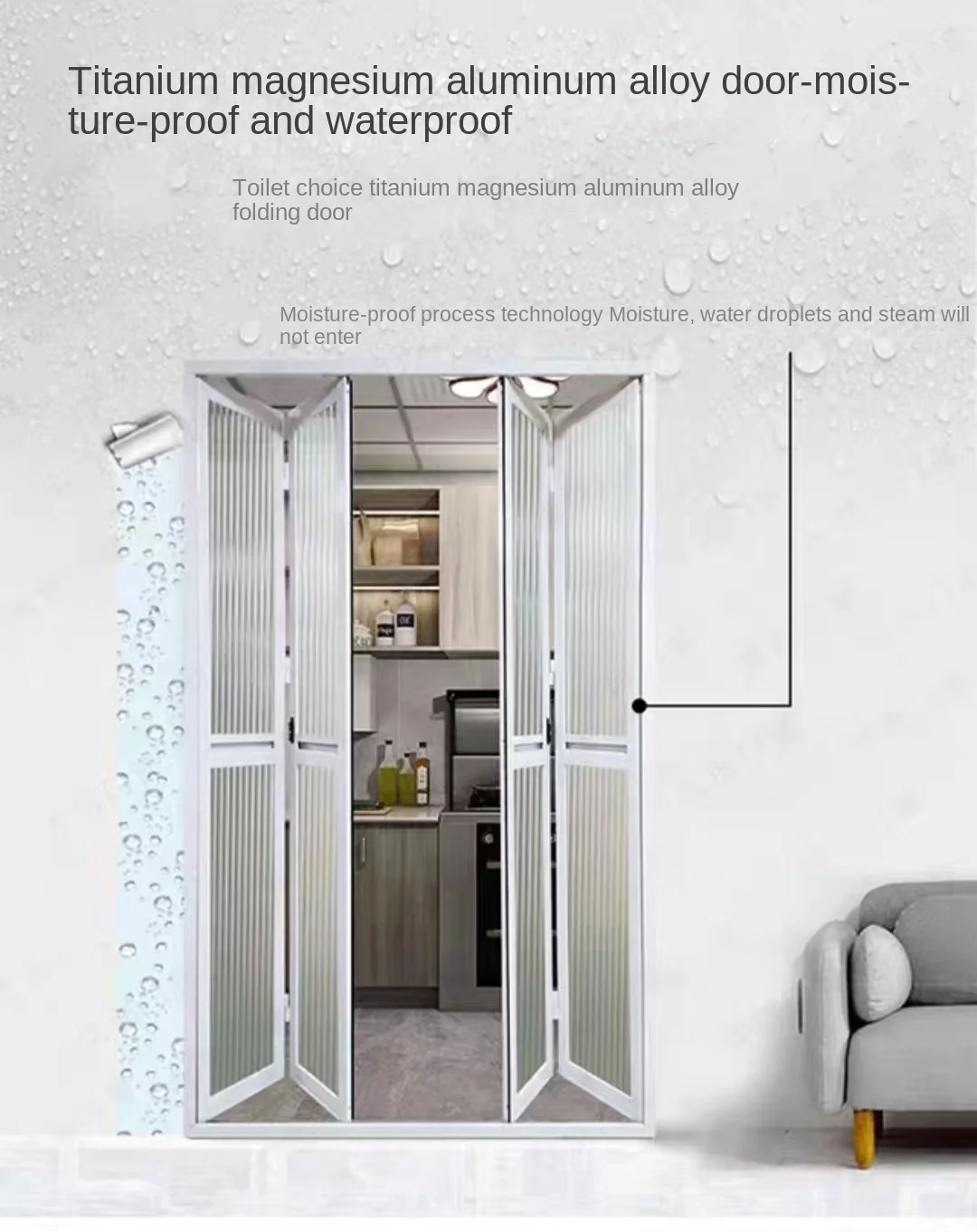 Custom Stained Glass Folding Soundproof Glazed Small Accordion Doors Slim Frame Interior Bifold Door