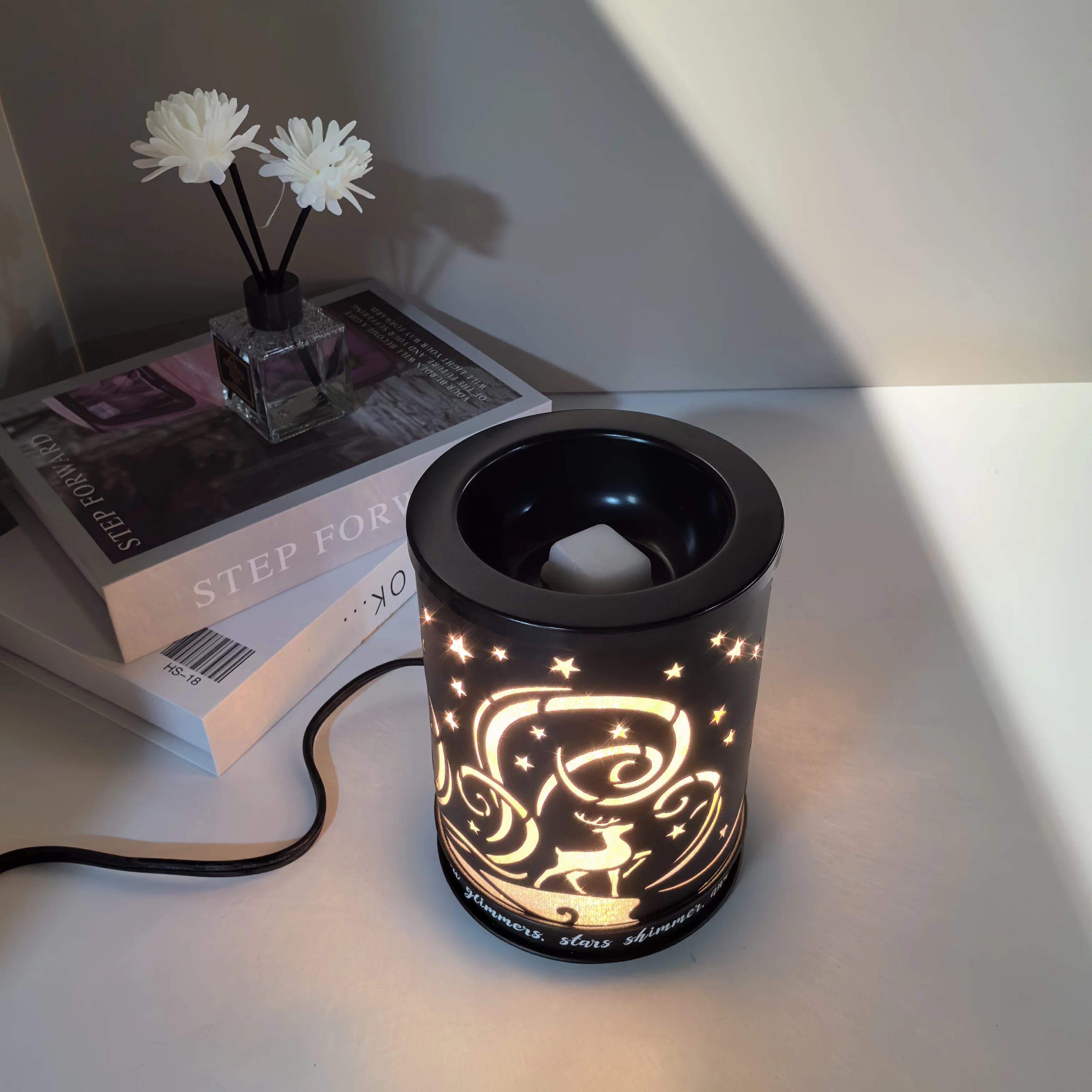 Electronic Wax Seal Warmer Black Single Wax Warmers Wholesale Warm Aroma Lamps Christmas Candle Warmer Lamp Oil Metal Wax Burner
