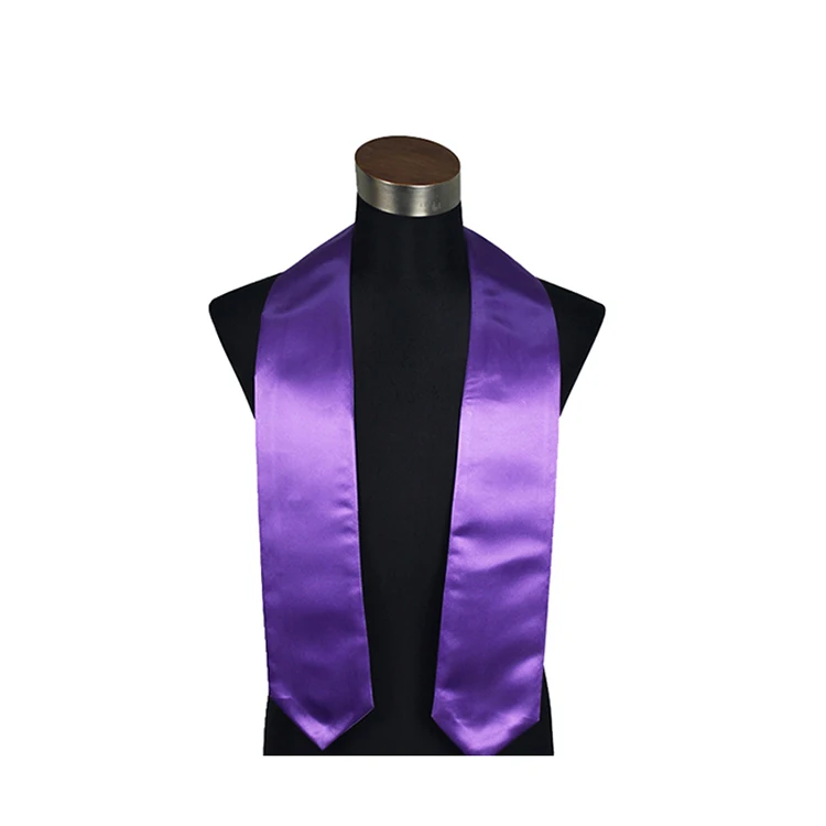 72-дюймовые фиолетовые однотонные атласные сублимационные палантины для выпускных