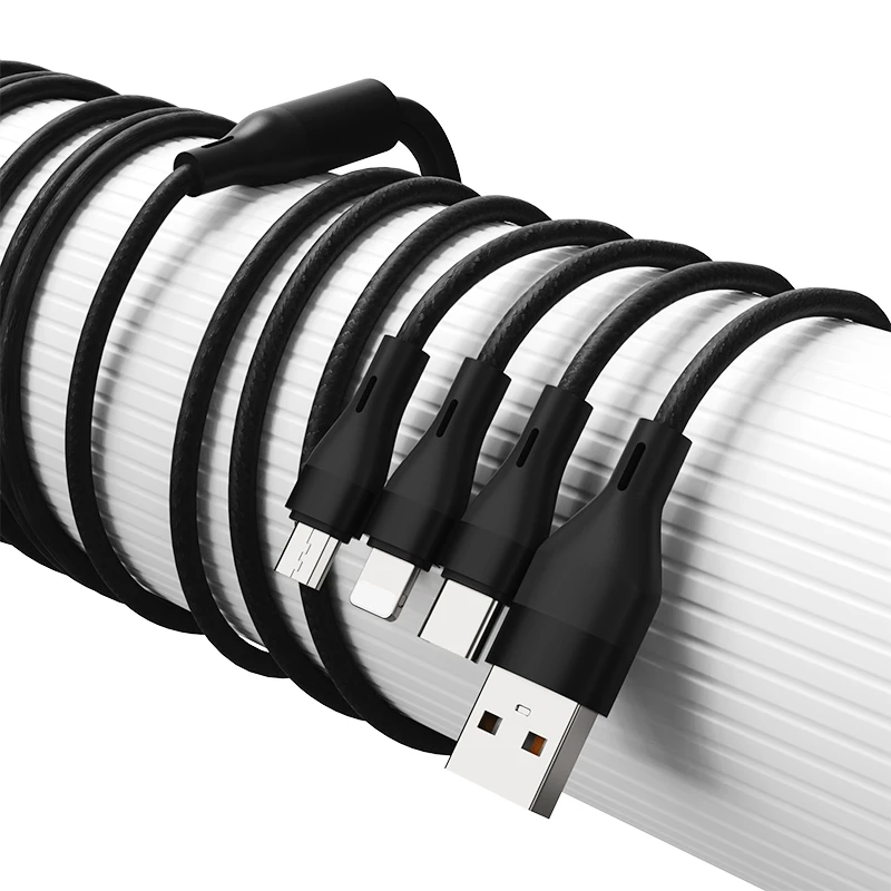 Pink SA 80 3 in 1 USB to micro + iPhone+ type C 2.4 A only Charging Cables with Cotton Braided Metal heads