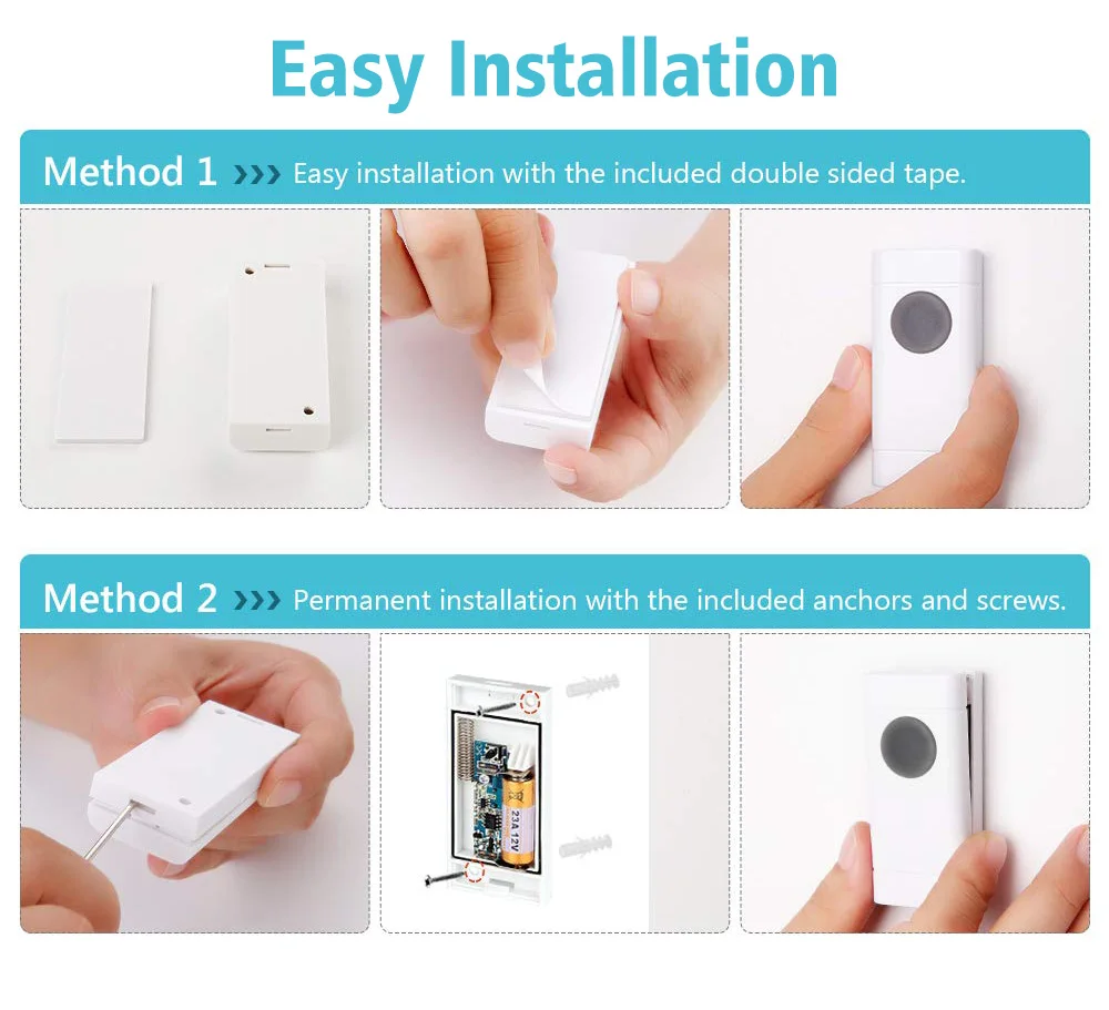 433mhz Wireless service bell system 600ft long range 1 button 2 chimes AC110V UK plug-in door bells