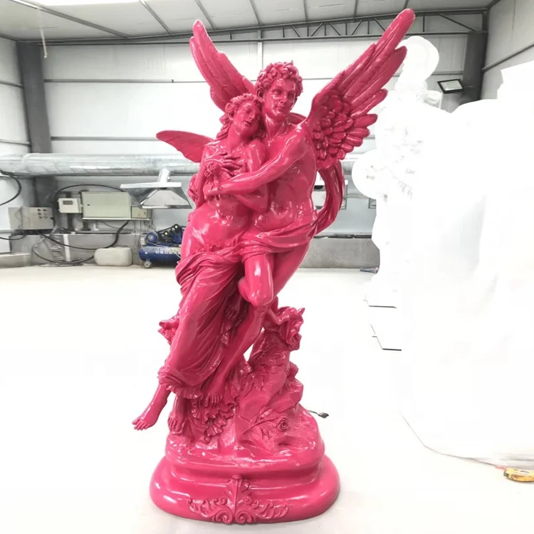 Famous decorative Roman angel sculpture Greek fiberglass Cupid and Psyche Sculpture statues