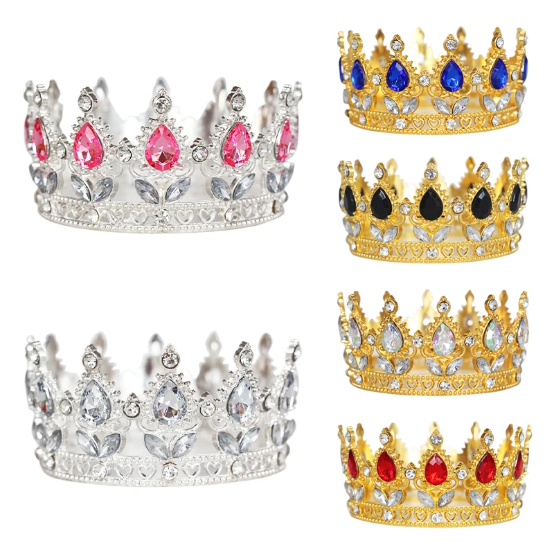 Silver Gold Children Birthday Cake Decoration Crown Flowers Decoration Pearl  Diamond Mini Crown