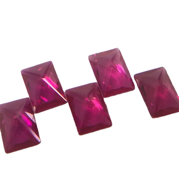Red synthetic gems 5# rectangular 4x6mm corundum rubies baguette small stone rectangle cut ruby