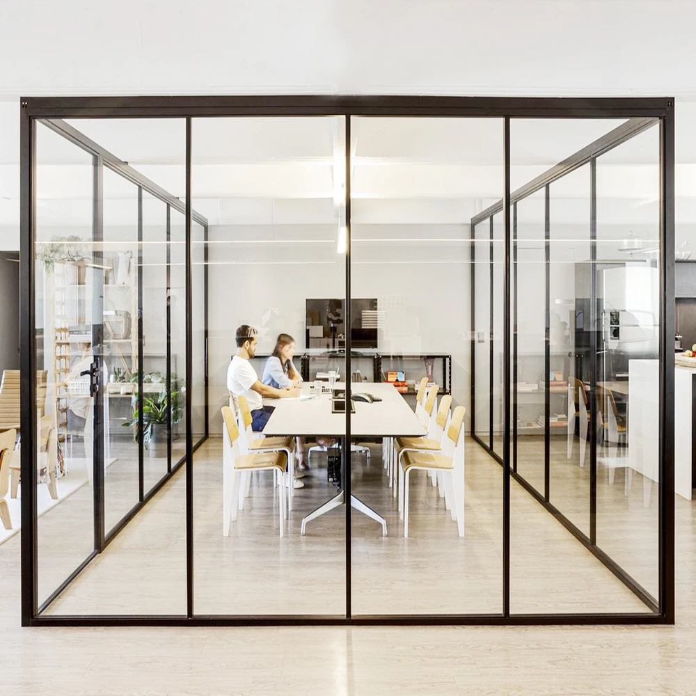 Office Soft Closing Matt Black Frame Slim Sliding Glass Doors Price Telescopic White Aluminum Balcony Sliding Glass Doors