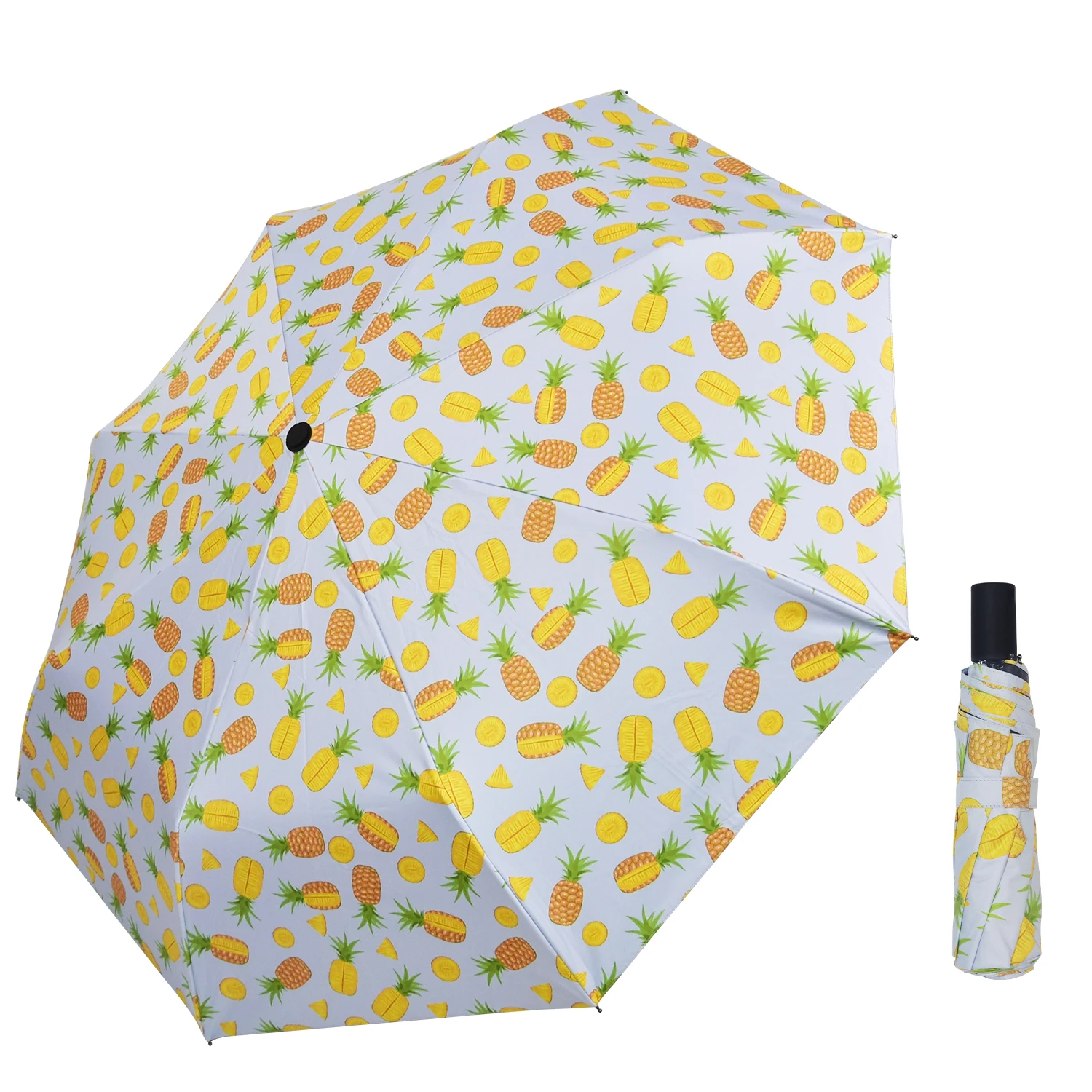 Promotional fashion customized three folding manual open full printing sun block umbrella