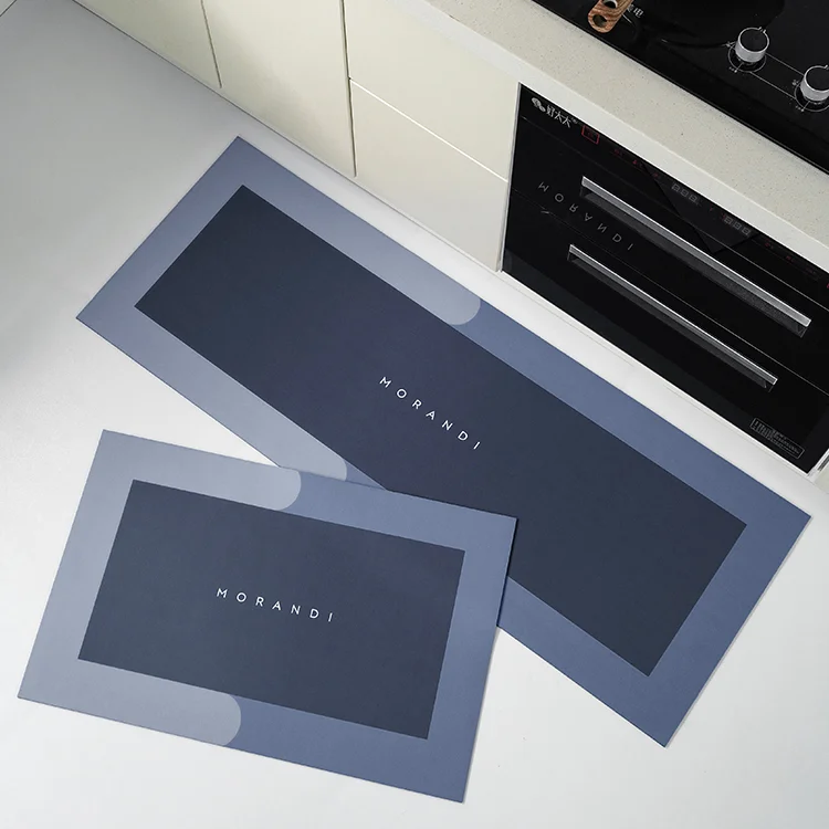 Non Slip Heat Resistant Anti Fatigue Custom Printed Oil Proof Sude Printing Floor Mat Set Washable Kitchen Mat