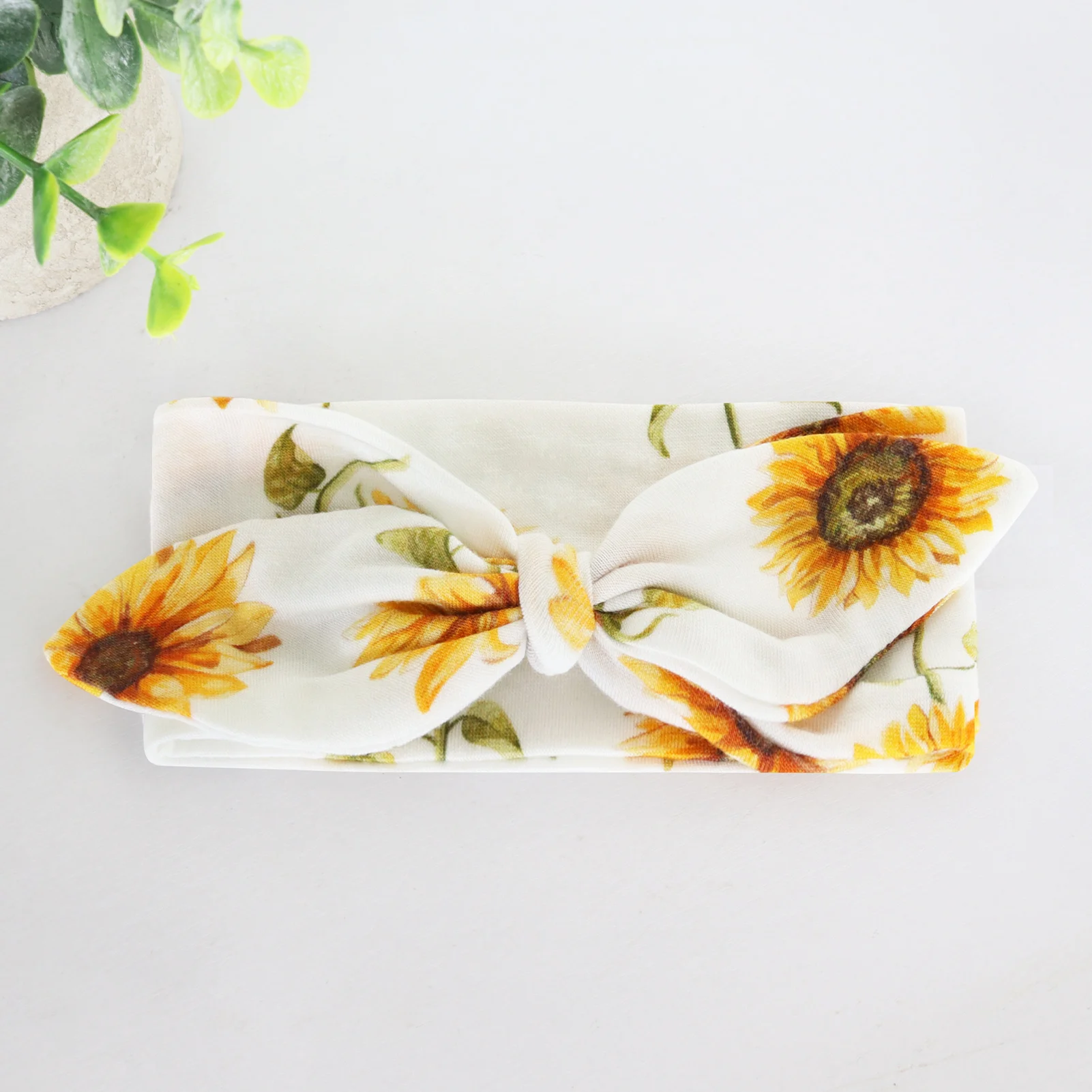 Sunflower Prints 2 Layers Super Soft Organic Cotton Receiving Wrap Bamboo Newborn Baby Muslin Swaddle 4pcs Set Blanket
