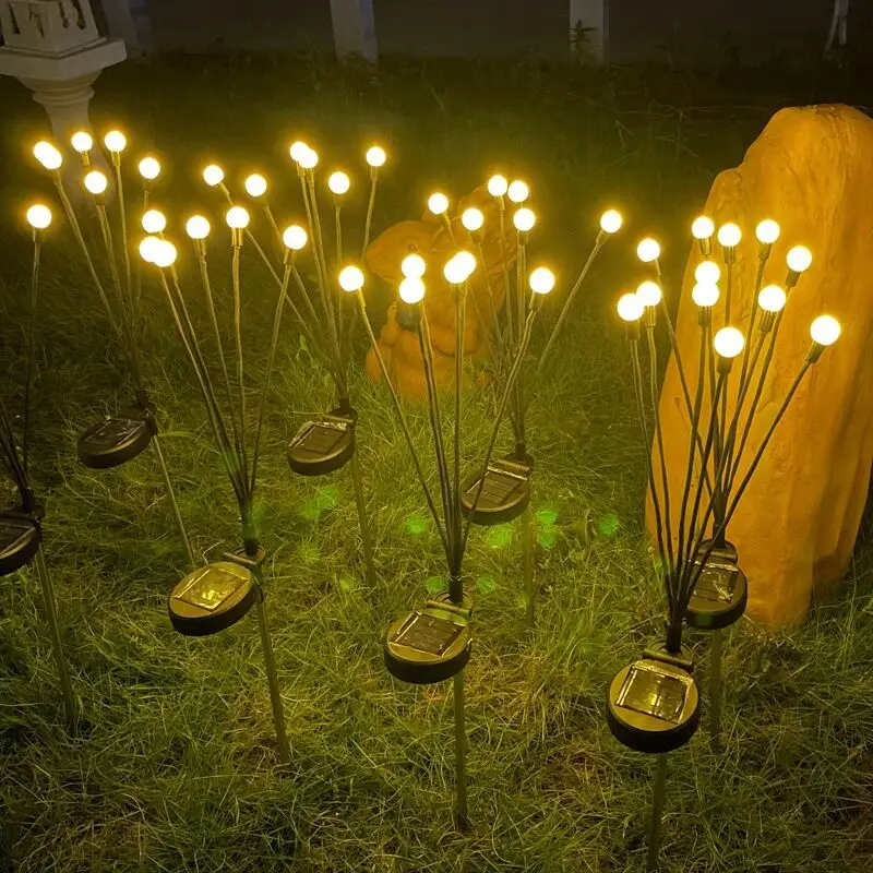 Garden Outdoor 6 8 10 Heads Firefly Lawn Lights Christmas Lights Solar Powered Starburst Swaying Landscape Lights