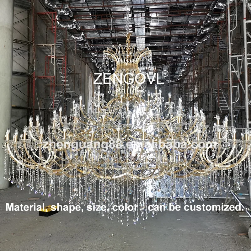 Большая подвесная люстра ZENGOVL maria theresa для вестибюля отеля свадебная Люстра виллы Золотая хрустальная k9 класса