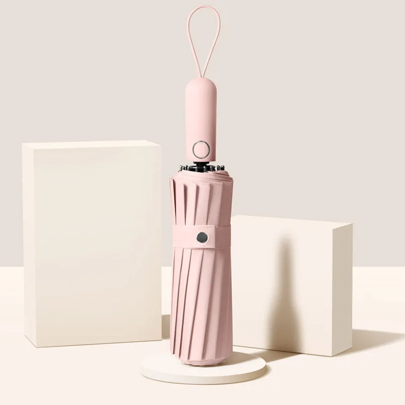 Wholesale cheap Multi color custom logo 3 folding umbrella automatic sun and rain umbrella for outdoor