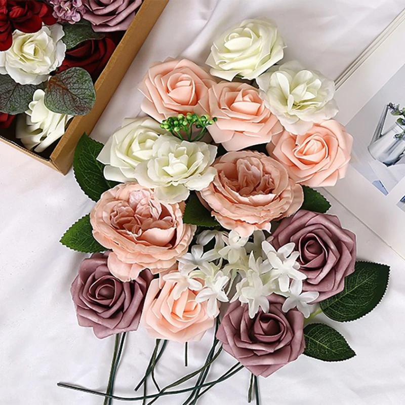 High Quality Artificial Silk Fabric Flower Bouquet for Wedding Stage Decoration