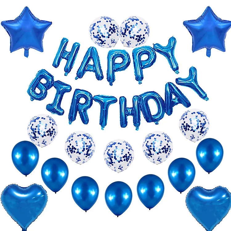 Amazon Hot Sell Happy Birthday Balloons Set 16 inch Letter Balloon Metallic Latex Balloon Party Decorations