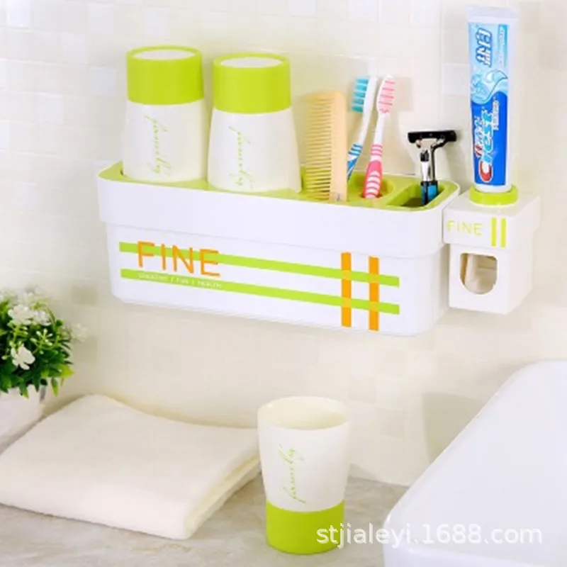 Hot Selling Convenient Washable Automatic Toothpaste Dispenser With Plastic Toothbrush Holder