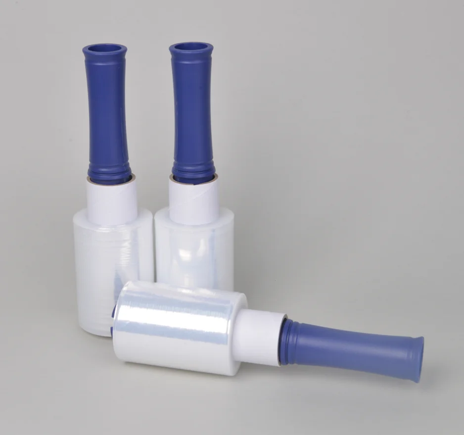 Factor Price Mini PE Clear Wrap Plastic Pallet Wrap Hand Stretch Film Roll With Handle
