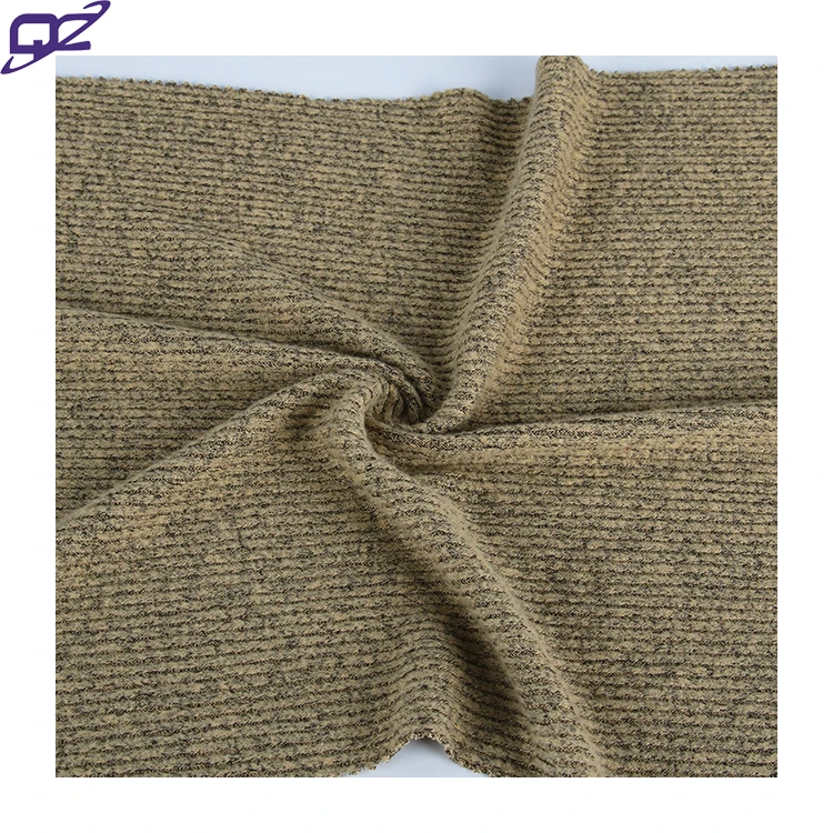 Sustainable Soft Stretch RTN Viscose Polyester brushed Hacci Knit 2x2 Rib fabric for clothes tops women casual dress