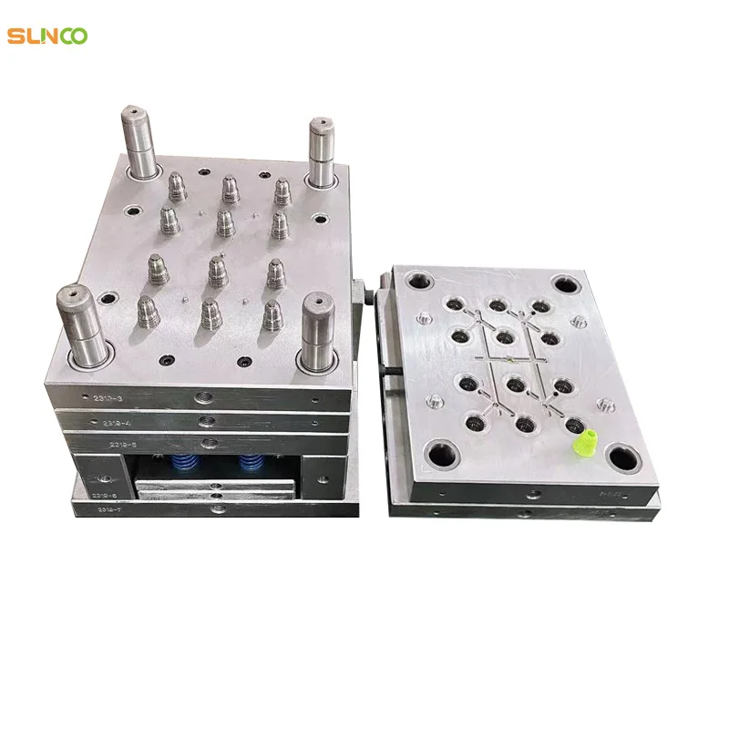 Plastic injection mold manufacturer cold runner long nozzle pointed mouth twist top caps closure mould