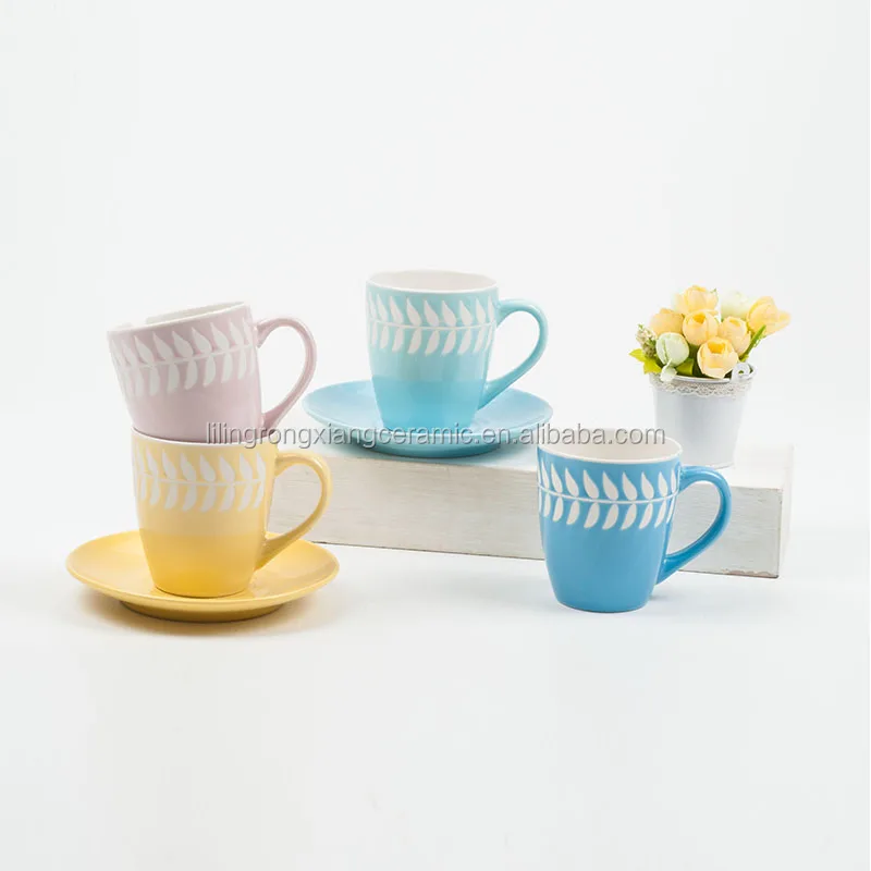 Wholesale new bone china silk screen tea mug small drum shape hand painted ceramic mug cup